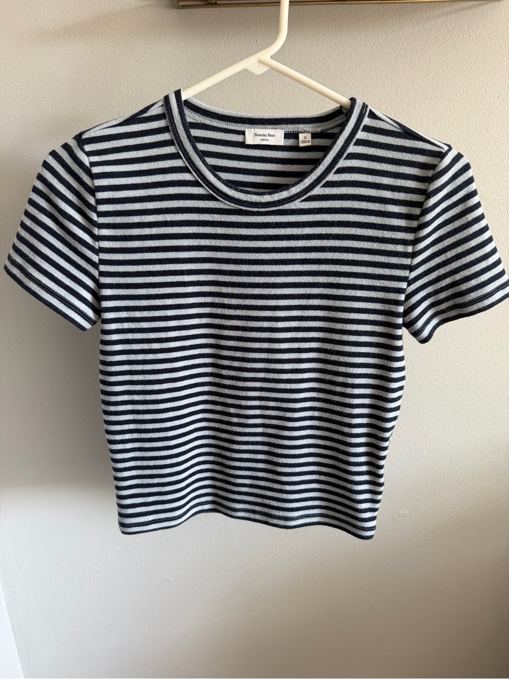 Aritzia Sunday Best Striped Tee - Navy & Light Gray